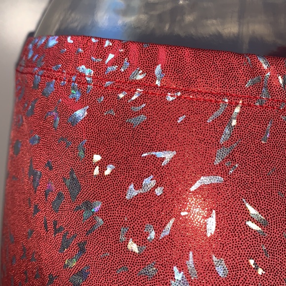 Red Foil Holo Confetti Spandex Hot Shorts L Or XL Cheer & Dance—New - Picture 5 of 11